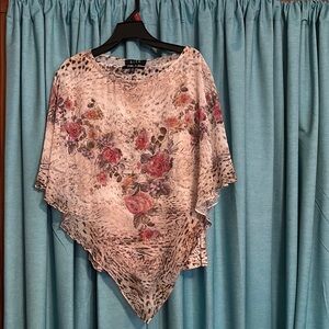 Asymmetrical Pink and Red Floral Blouse